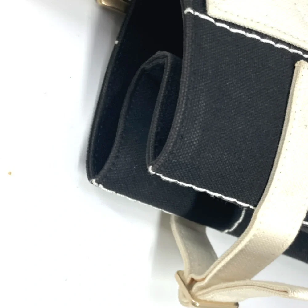 CHANEL Black Canvas Logo Shoulder Bag